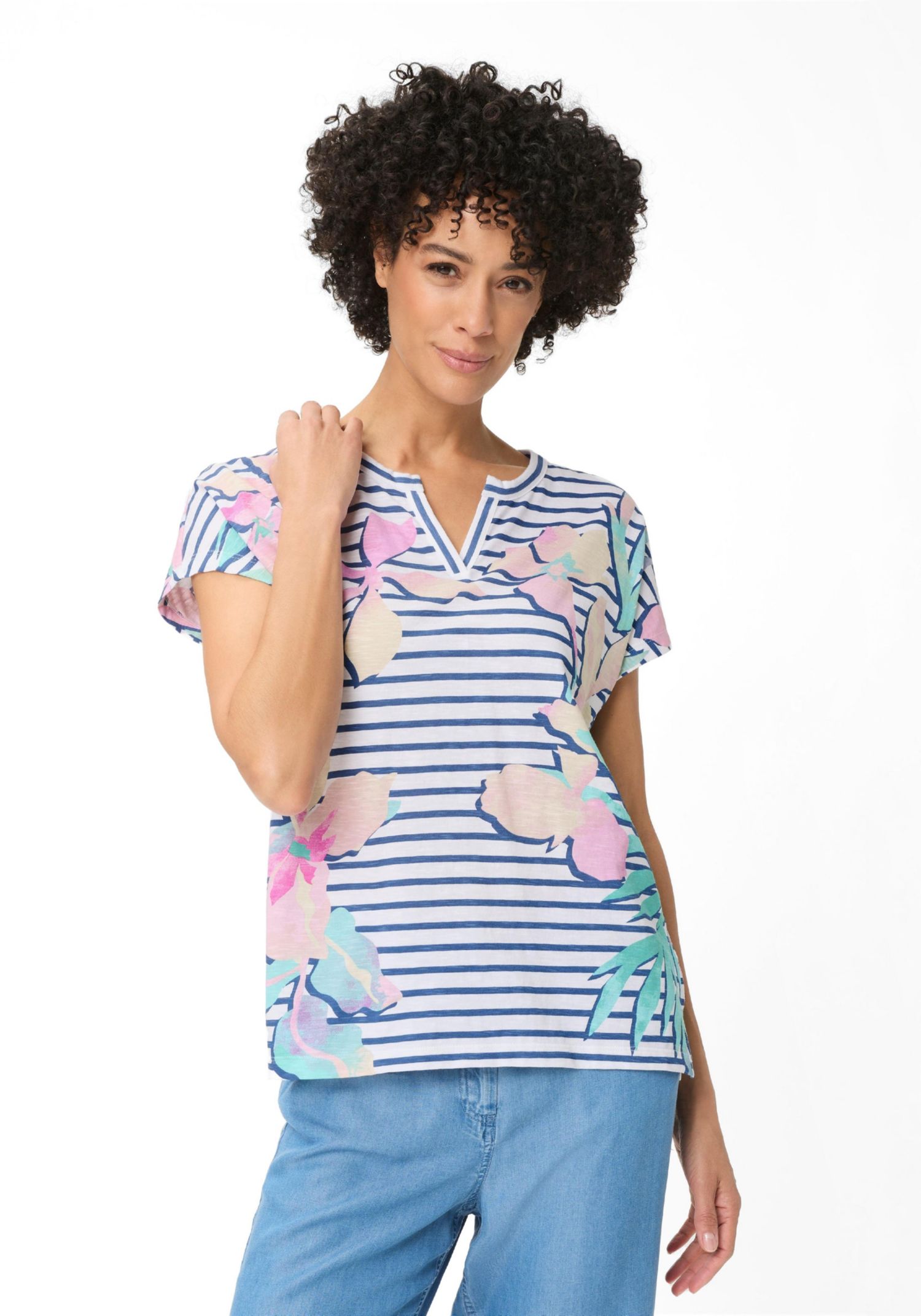 Women's Stripe and Floral T-Shirt