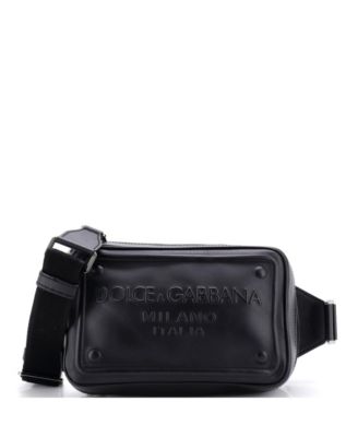 Raised Logo Crossbody Bag Embossed Leather