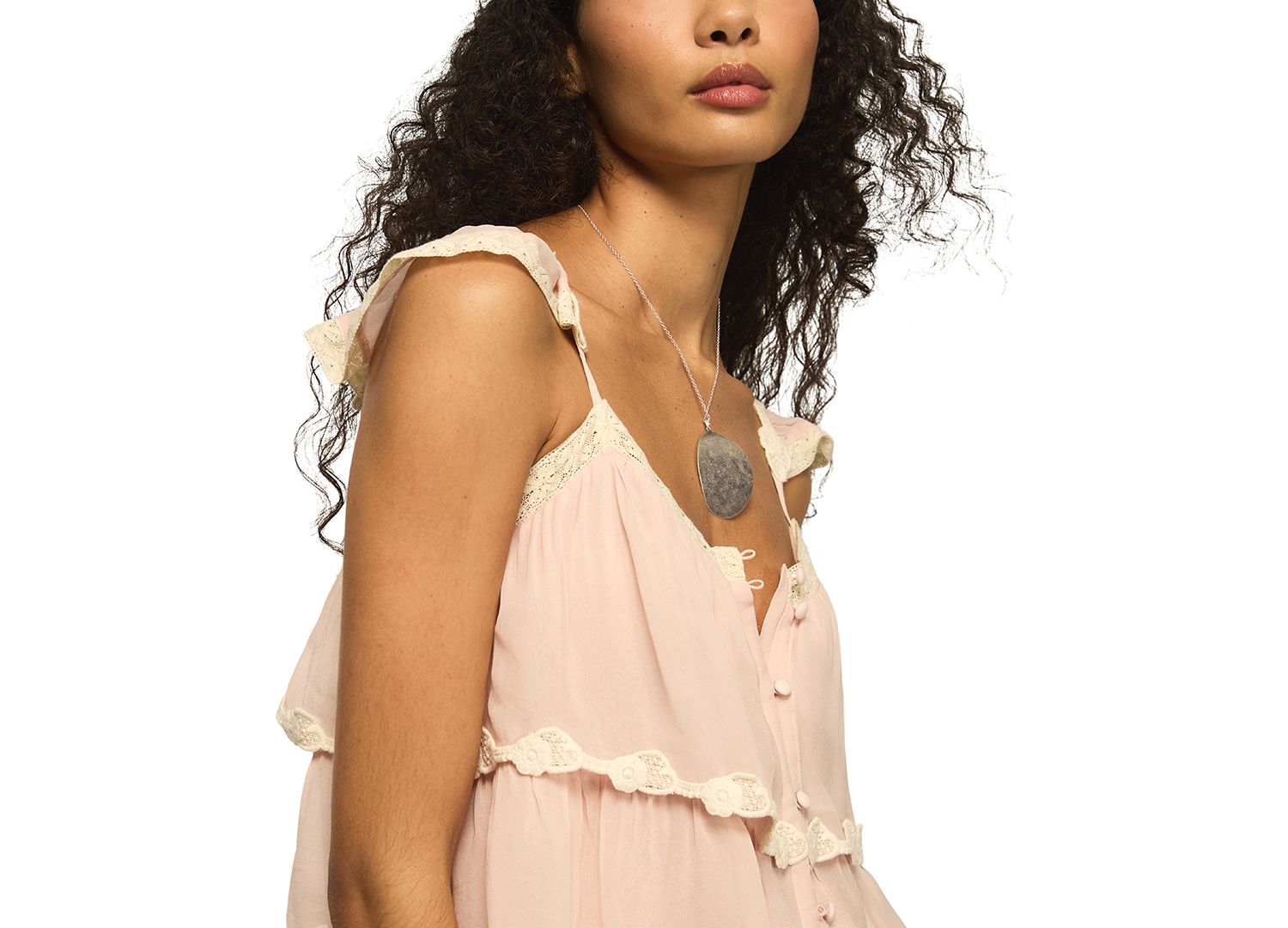 Women's Lace Trimmed Flutter Tank Top