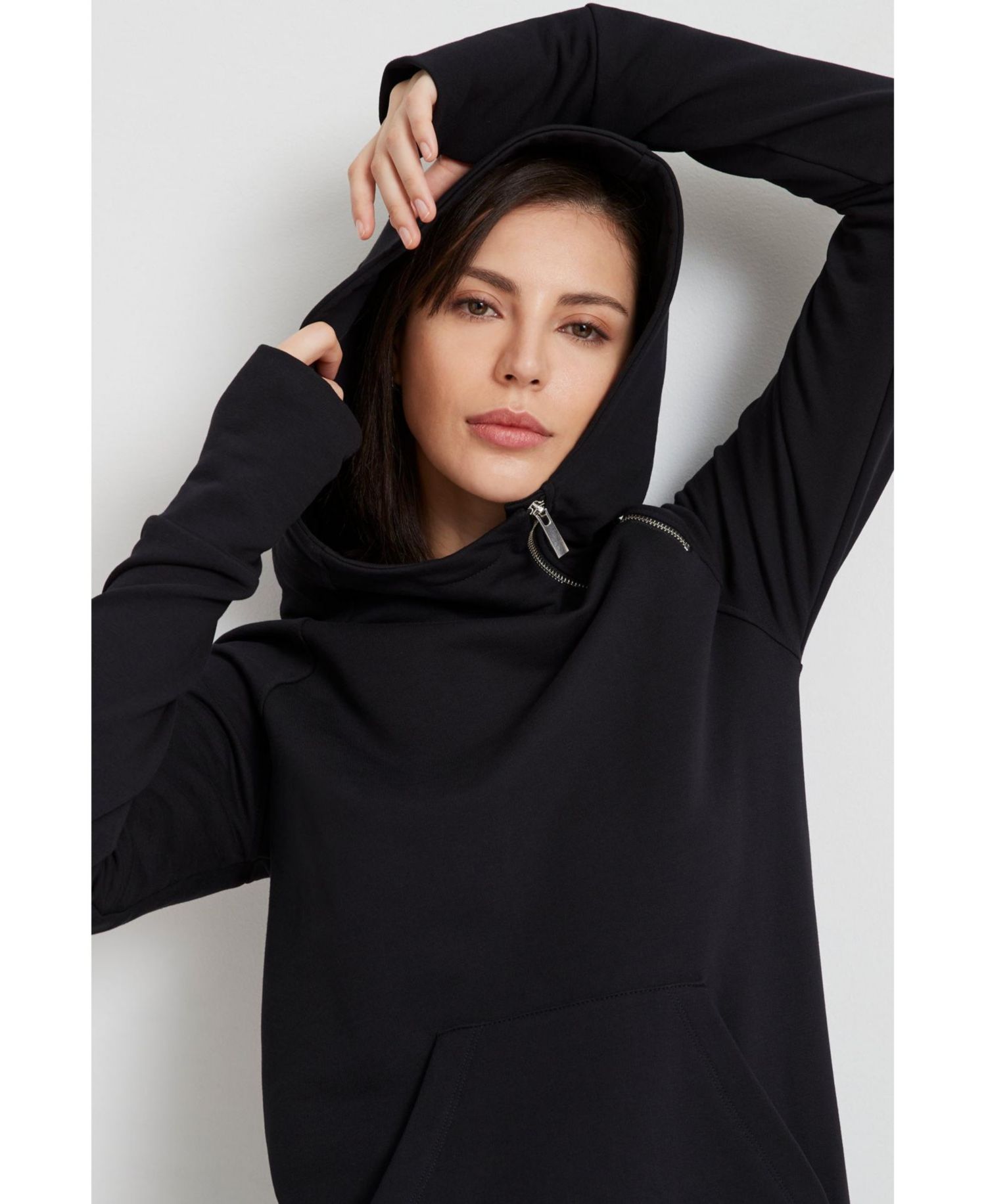 Women's Tompkins Side-Slit Hooded Sweatshirt Midi Dress