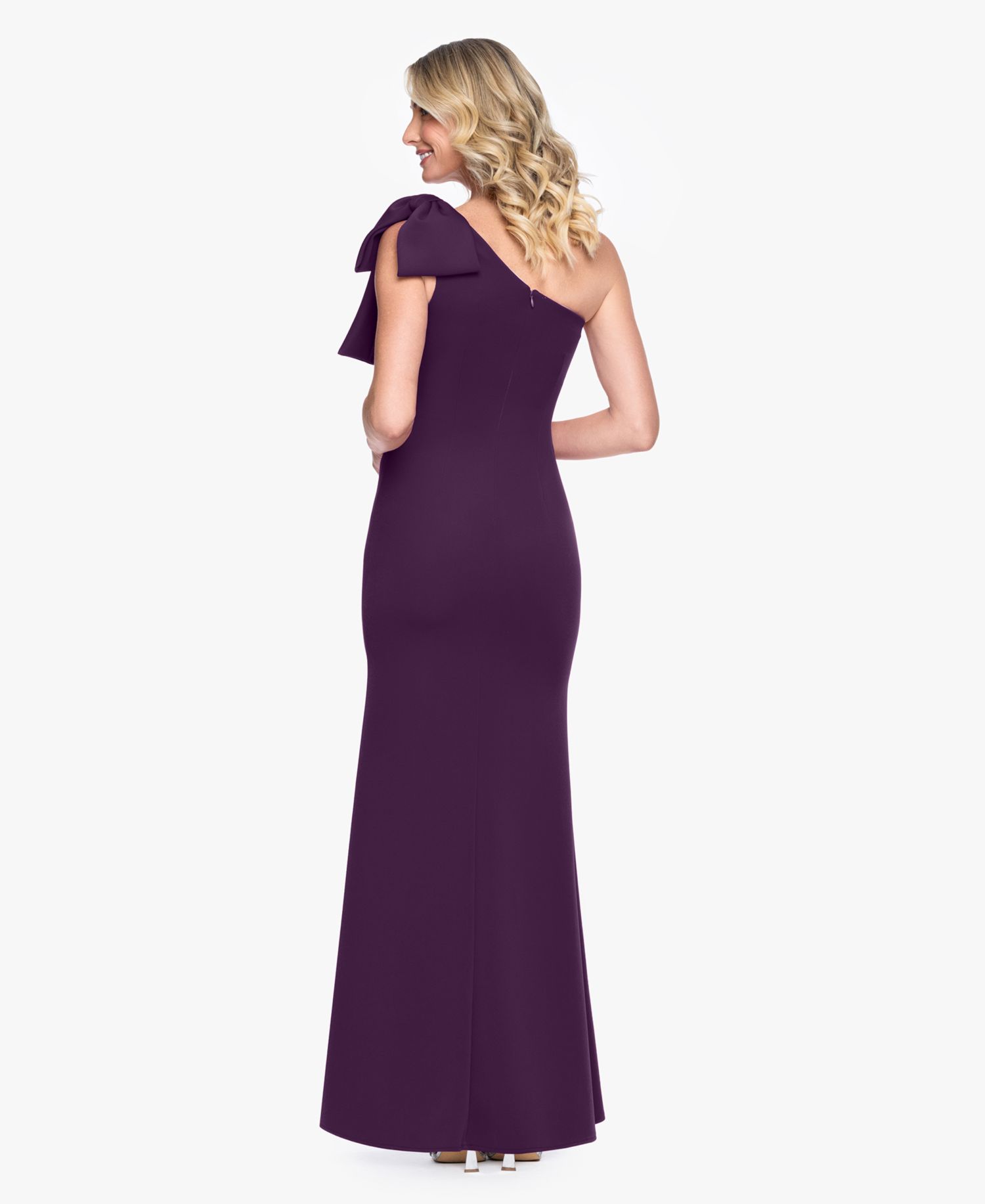 Women’s One-Shoulder Bow Scuba Long Dress