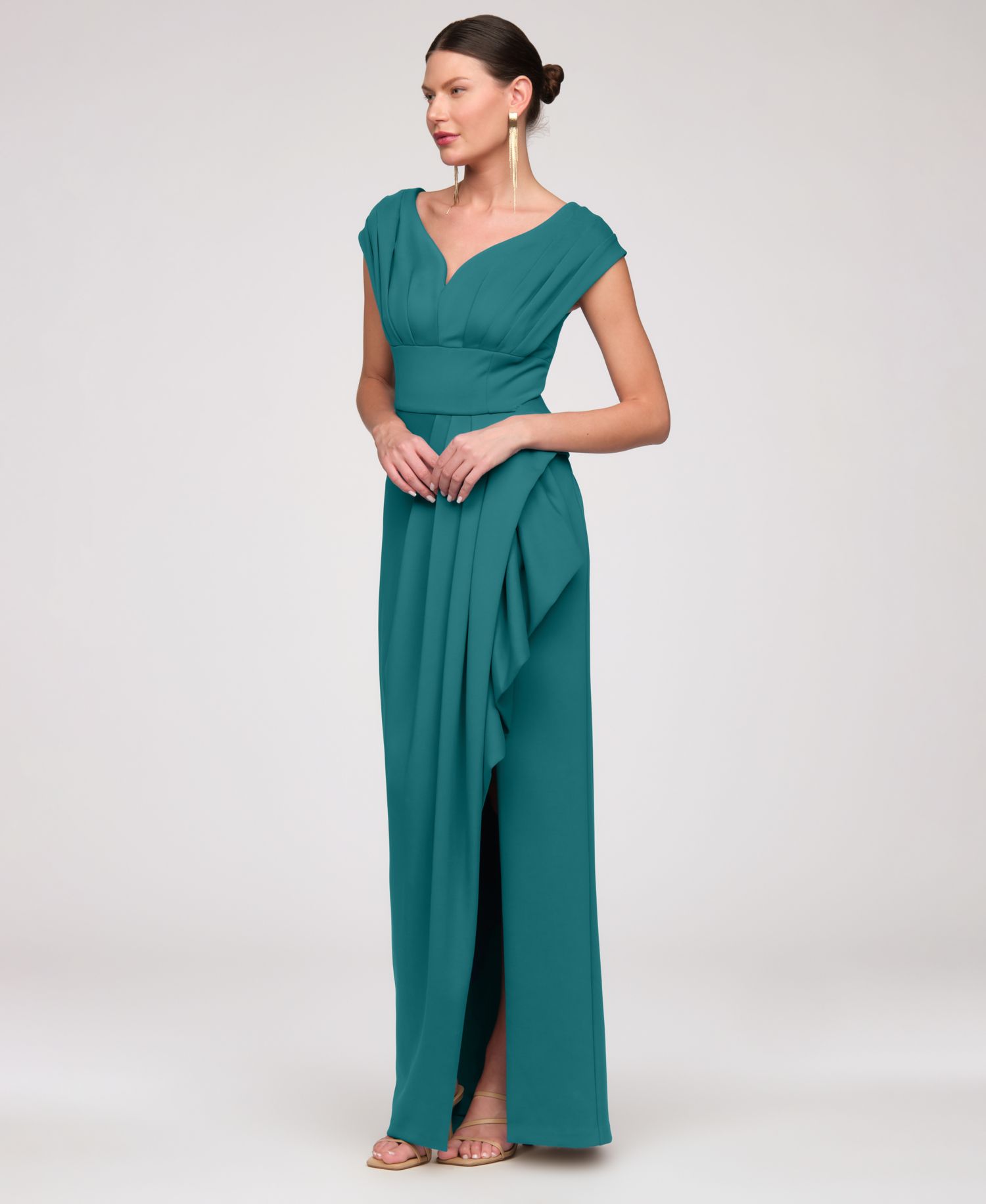Women's Column V-Neck Gown Dress