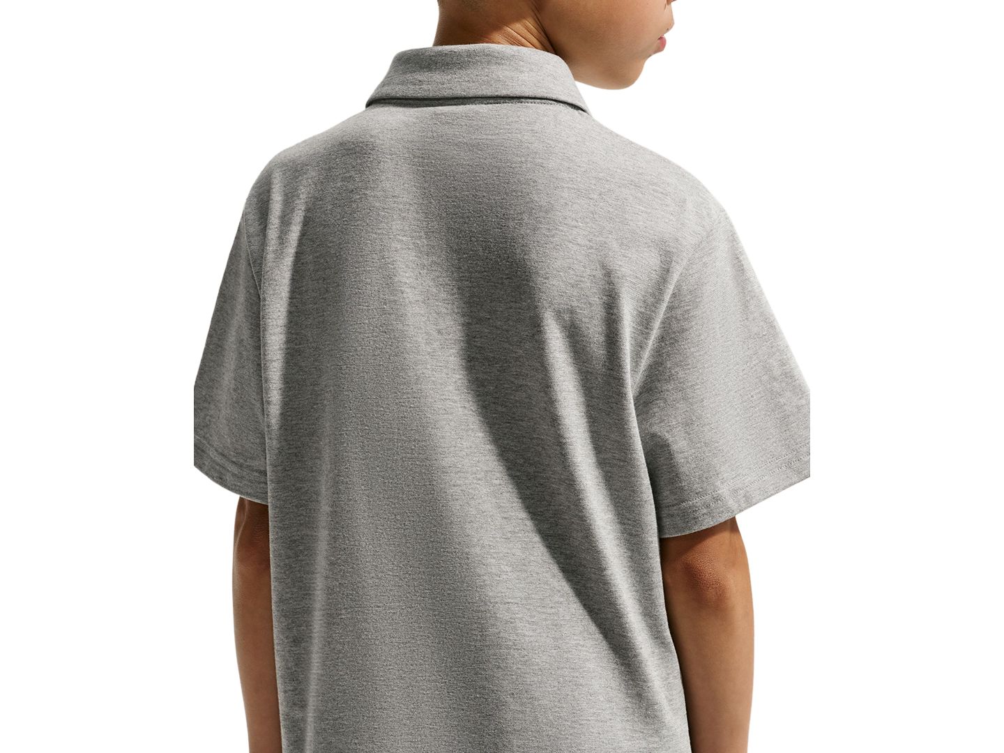 Детское поло Nike Sportswear Club Knit Short-Sleeve Polo Shirt, цвет: Серый меланжевый / Белый — фото 7