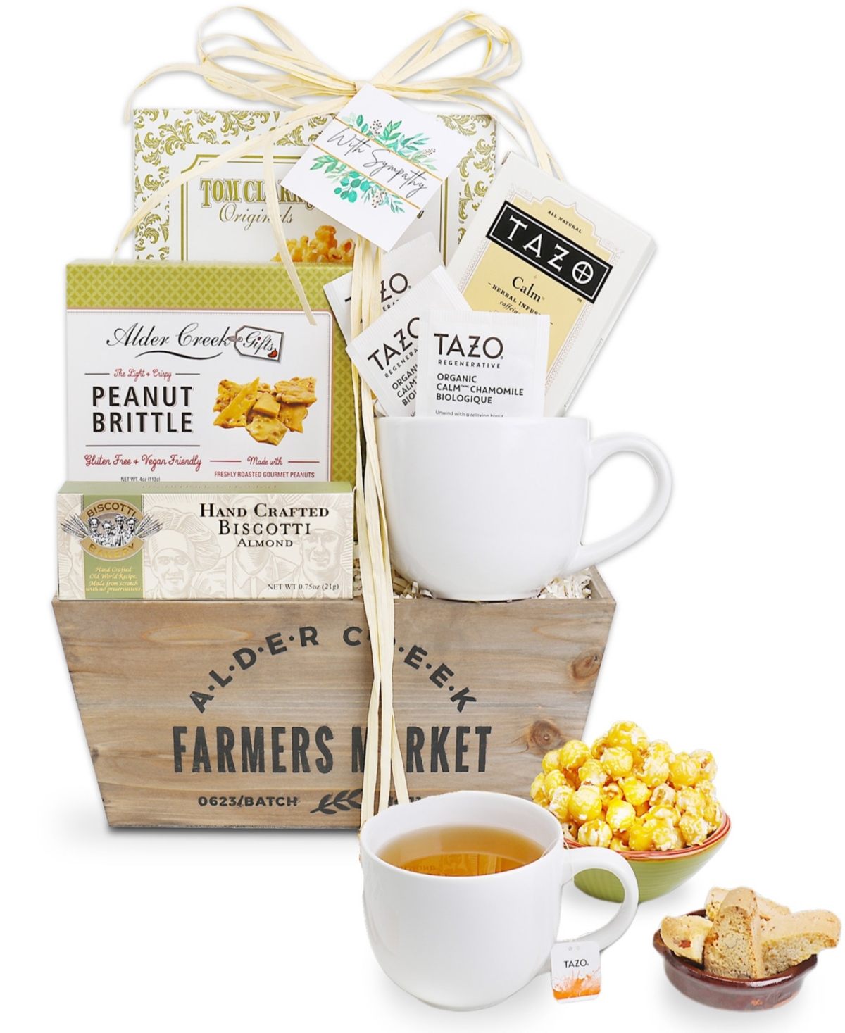 Alder Creek Gift Baskets with Sympathy Serenity Tea Crate, 6 Pieces