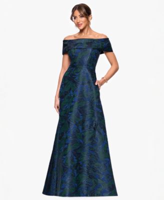 Petite Off-The-Shoulder Jacquard Ball Gown