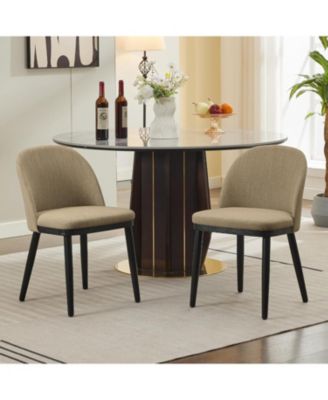 Upholstered Dining Chairs Set of 2, Modern Fabric Dinner Chairs with Wood Legs, Large Dining Room Kitchen Chairs with High Back & Deep Seat