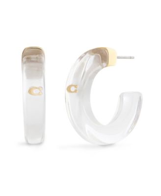 Black Signature C Resin Hoop Earrings