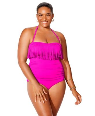 Women's Fringe Bandeau One Piece Swimsuit