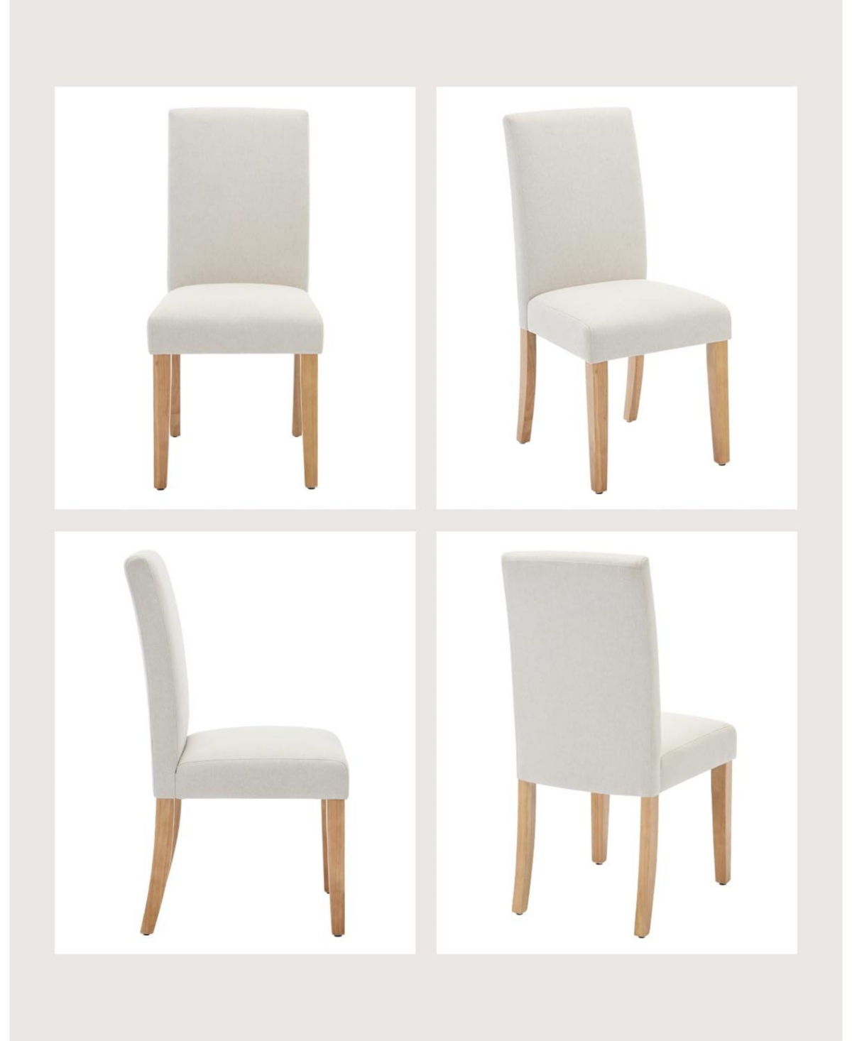 gaomon Dining Chairs Set Of Modern Fabric Upholstered Ergonomic Chairs With Curved Backrest, Heavy-Duty Wood Legs