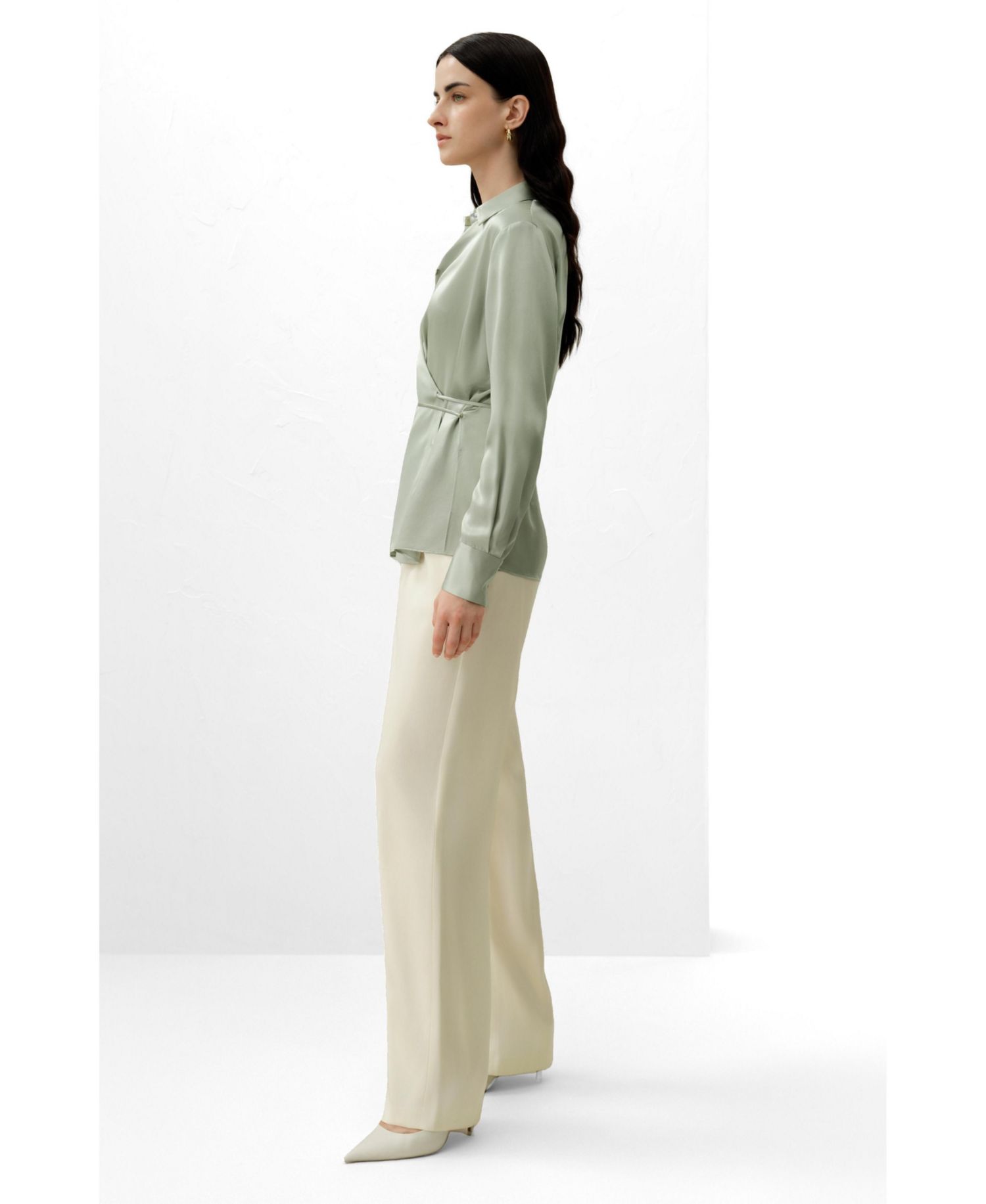 Women's Convertible Silk Charmeuse Shirt