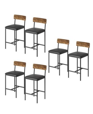 industrial dining/bar chairs with metal frame and padded seats, counter-height design for kitchen, dining room, or bar; easy to assemble