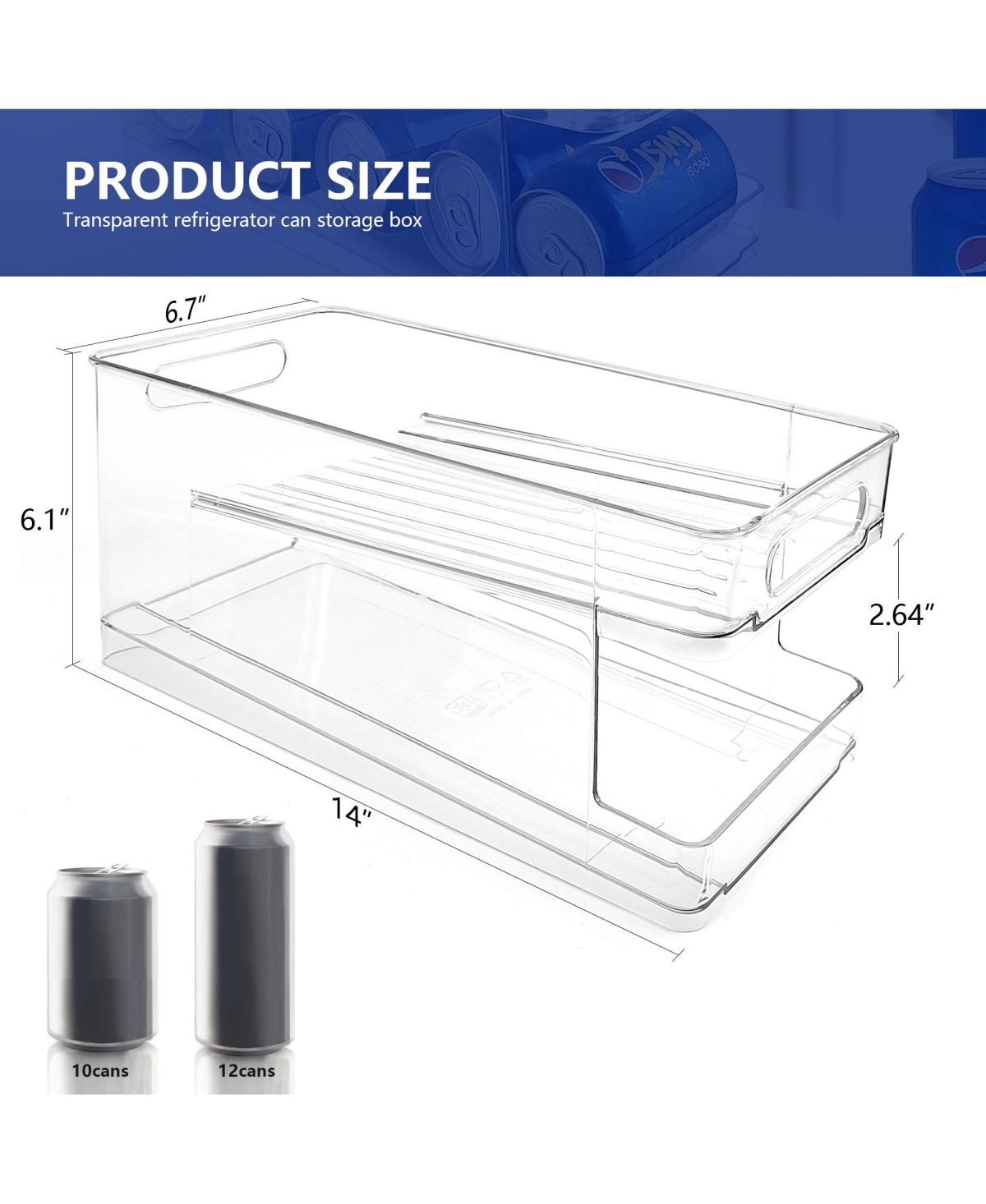 Mega Casa Kitchen Can Organizer for Pantry- Soda Can Organizer for Refrigerator(Set of 2)