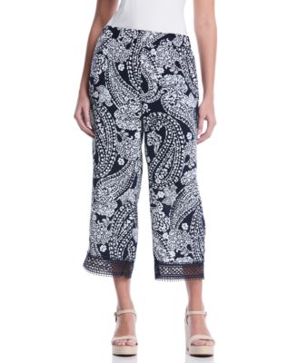 Petite Paisley Crochet Trim Pants