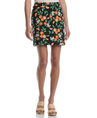 Petite Orange Print Horse Bit Belted Skort