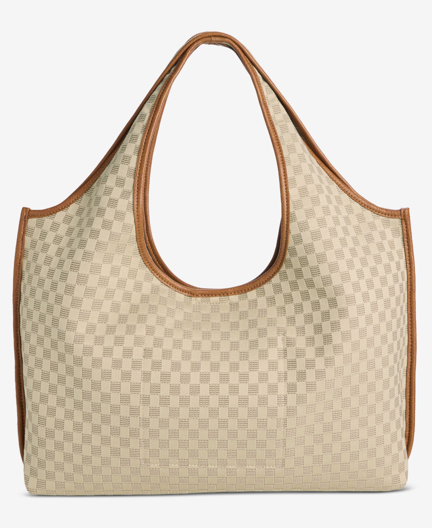 Checkered Soft Knit Tote Bag