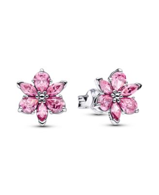 Herbarium Sparkling Pink Flower Stud Earrings