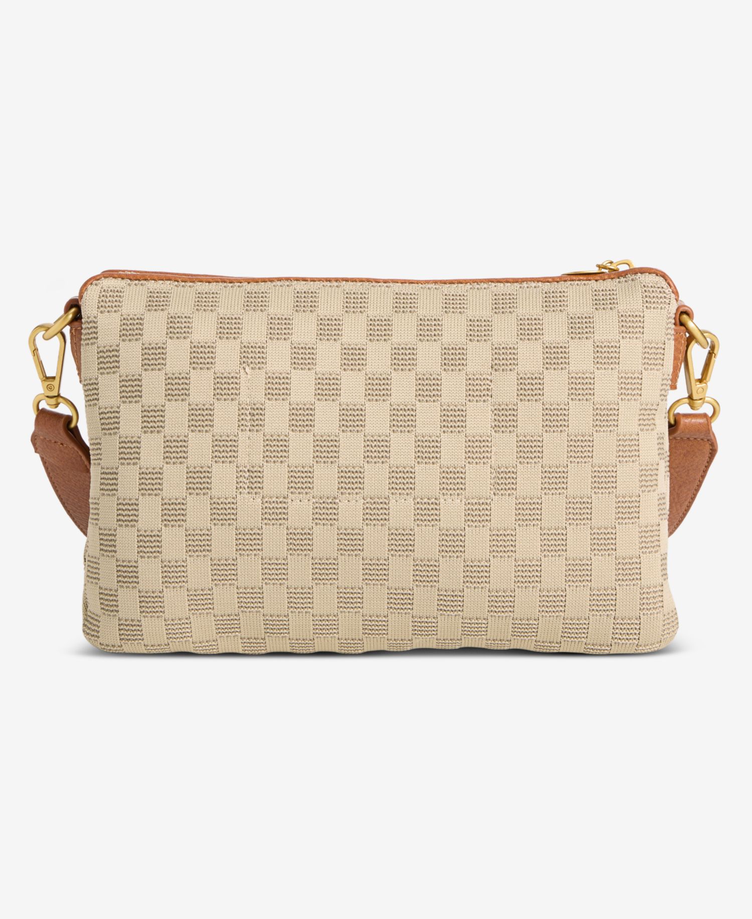 Checkered Soft Knit Double Comp Crossbody