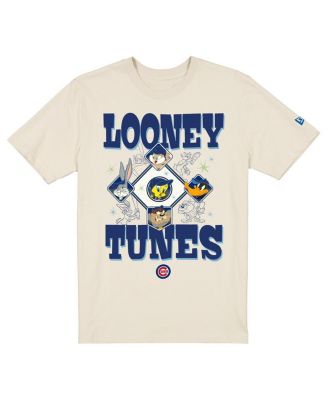 Men's and Women's Cream Chicago Cubs Looney Tunes T-Shirt