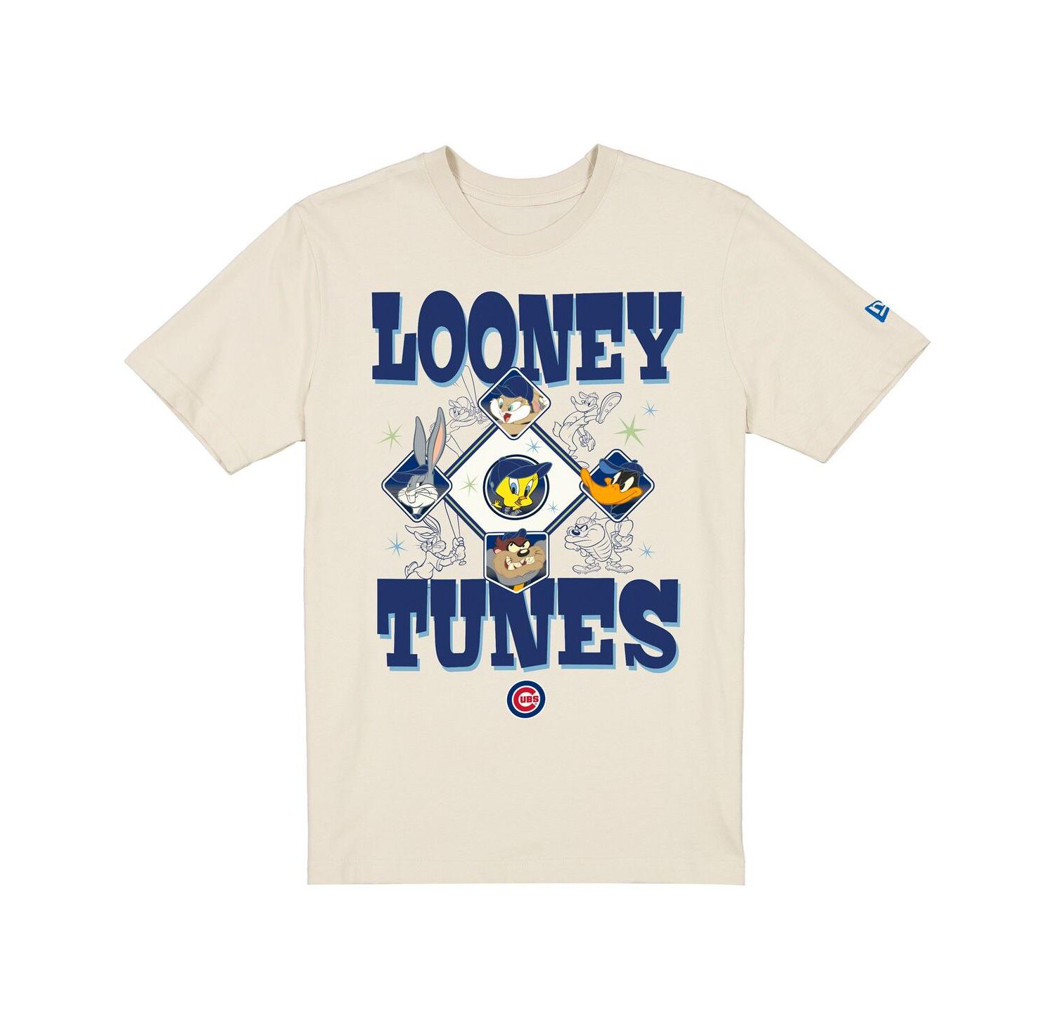 Men's and Women's Cream Chicago Cubs Looney Tunes T-Shirt