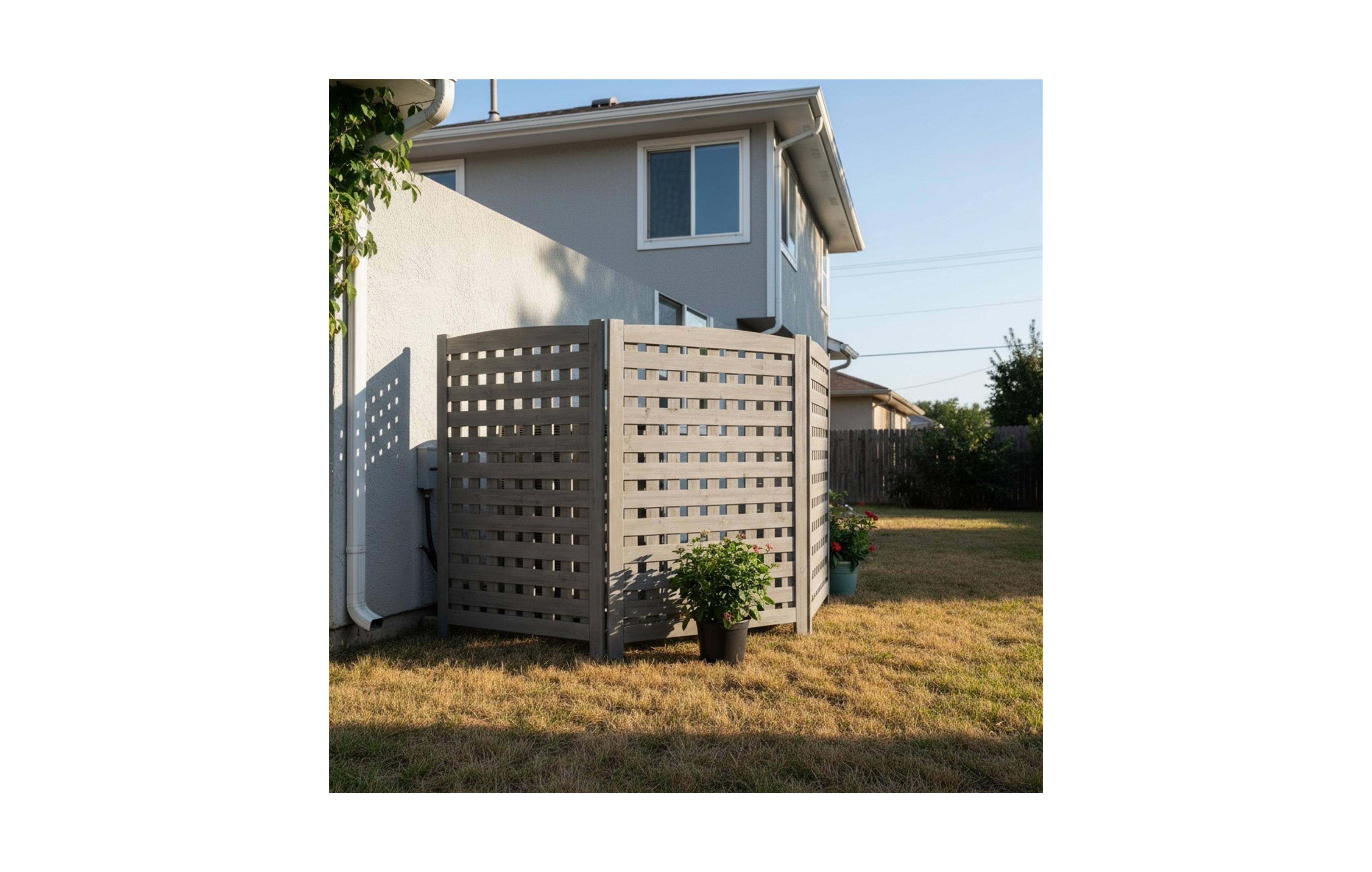Clihome 3-Panel Outdoor Air Conditioner Fence Screen, 32" W x 38" H Outside Wood Privacy Fence