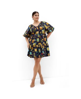 Women's Print Puff Sleeve Mini Dress