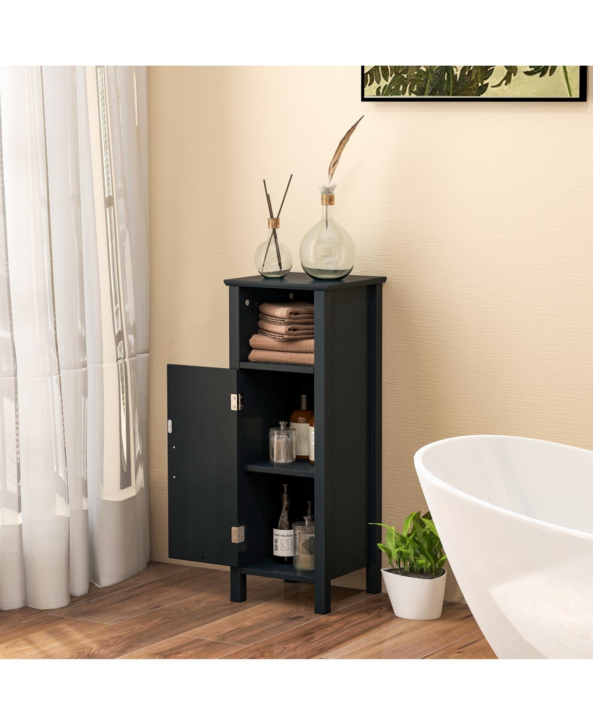 sumyeg Bathroom Storage Organizer Cabinet with 2-Tier Storage Space