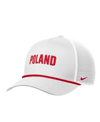 Men's White Poland National Team Rise Rope Trucker A-Frame Adjustable Hat