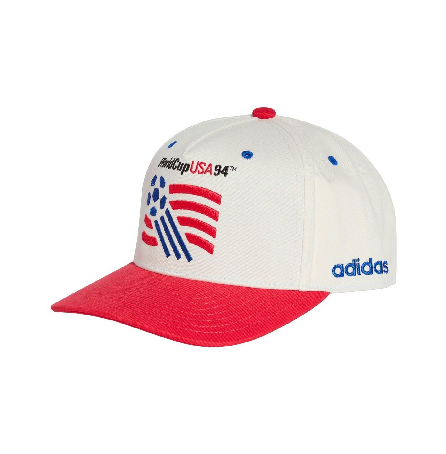 Мужская кепка adidas and White/Red Usmnt 1994 World Cup Graphic Adjustable Hat — фото 1