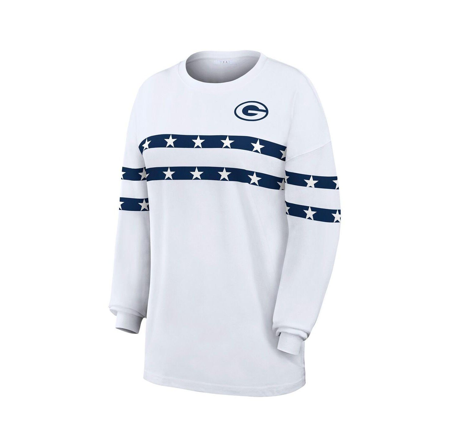 Women's White Green Bay Packers Americana Stripe Long Sleeve T-Shirt