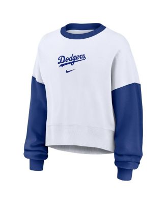 Women's White/Royal Los Angeles Dodgers Oversized High Hip Fleece Sweatshirt