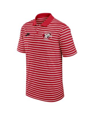 Men's Red Cincinnati Reds Cooperstown Collection Dri-FIT Victory Striped Polo Shirt