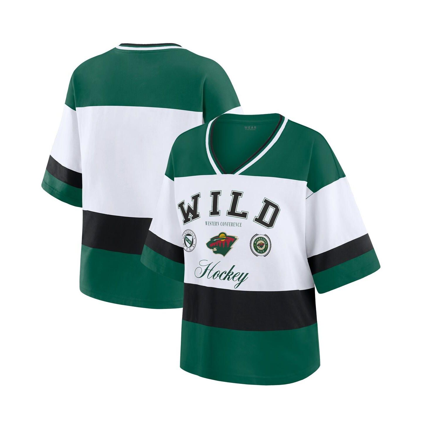 Женская футболка WEAR by Erin Andrews Green/White Minnesota Wild Jersey Style — фото 1
