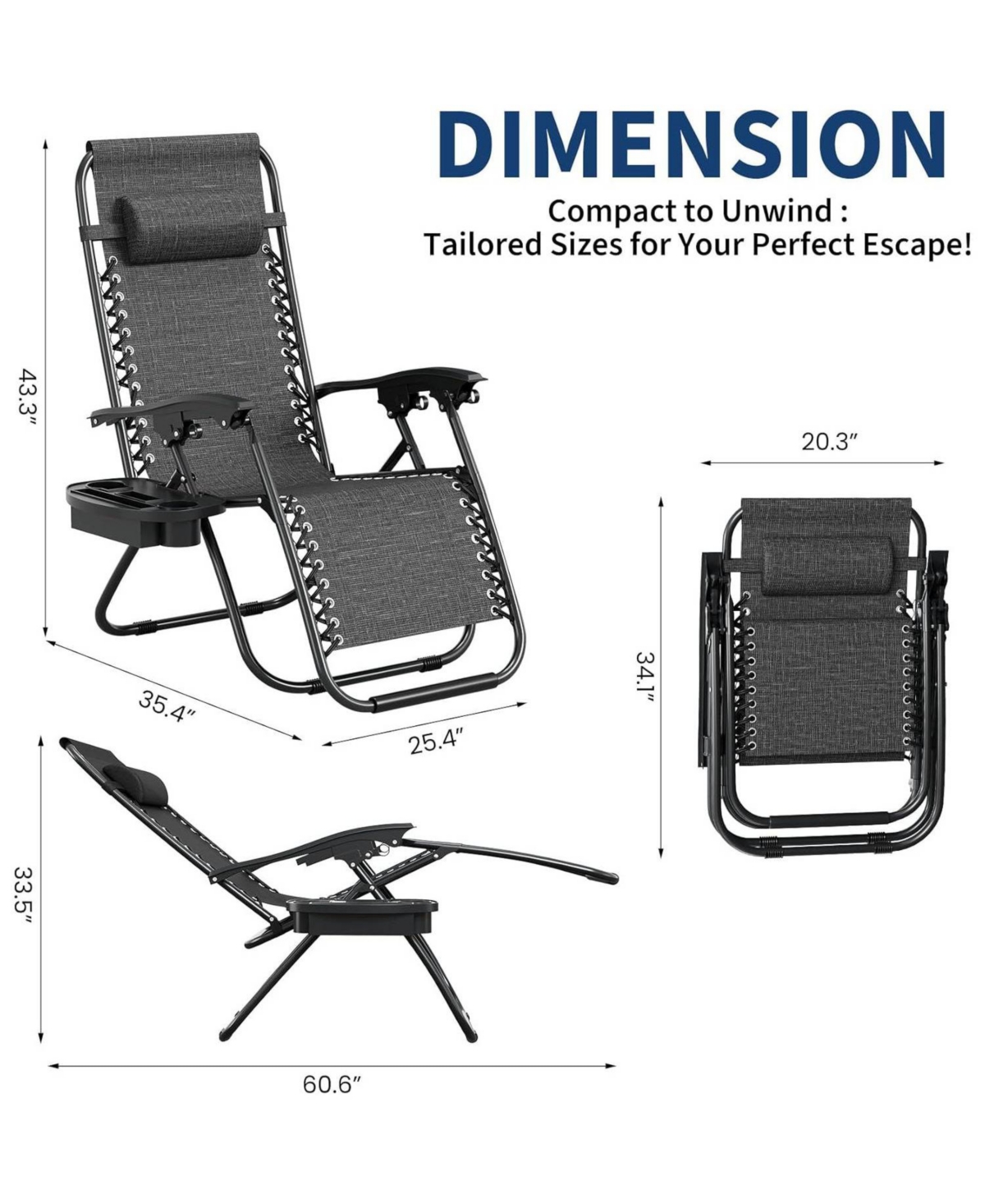 gaomon Set of 2 Patio Lounge Chair, Folding Portable Camping Chair for Yard