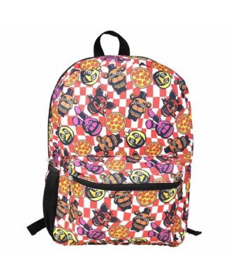 Five Nights at Freddy's 16 Inch Checkered with Pizza Nylon School Backpack for Kids, with a front Pocket