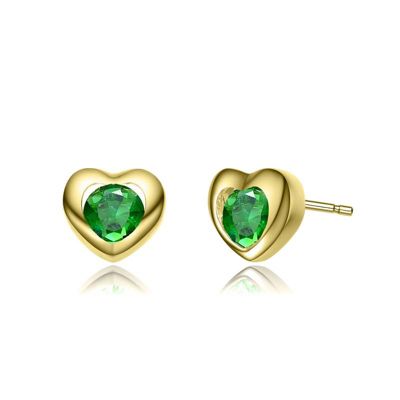 Brilliant Colored Cubic Zirconia Dainty Heart Stud Earrings
