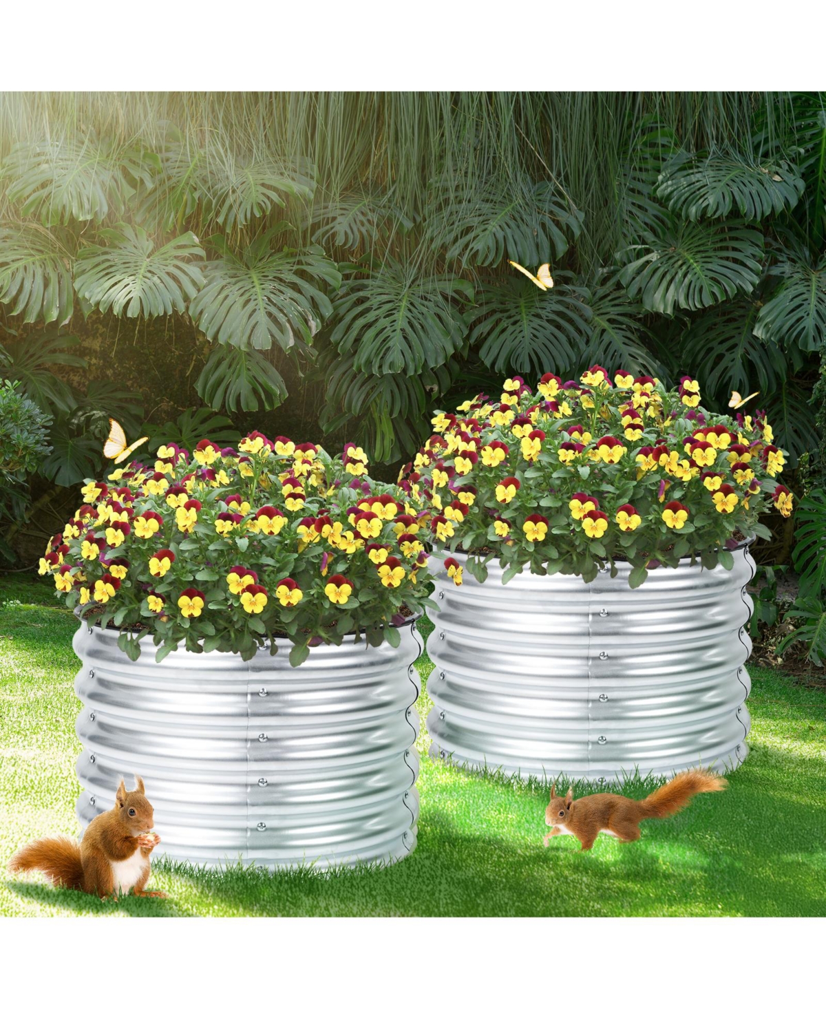 Aoodor Tall Aluzinc Metal Raised Garden Bed Round