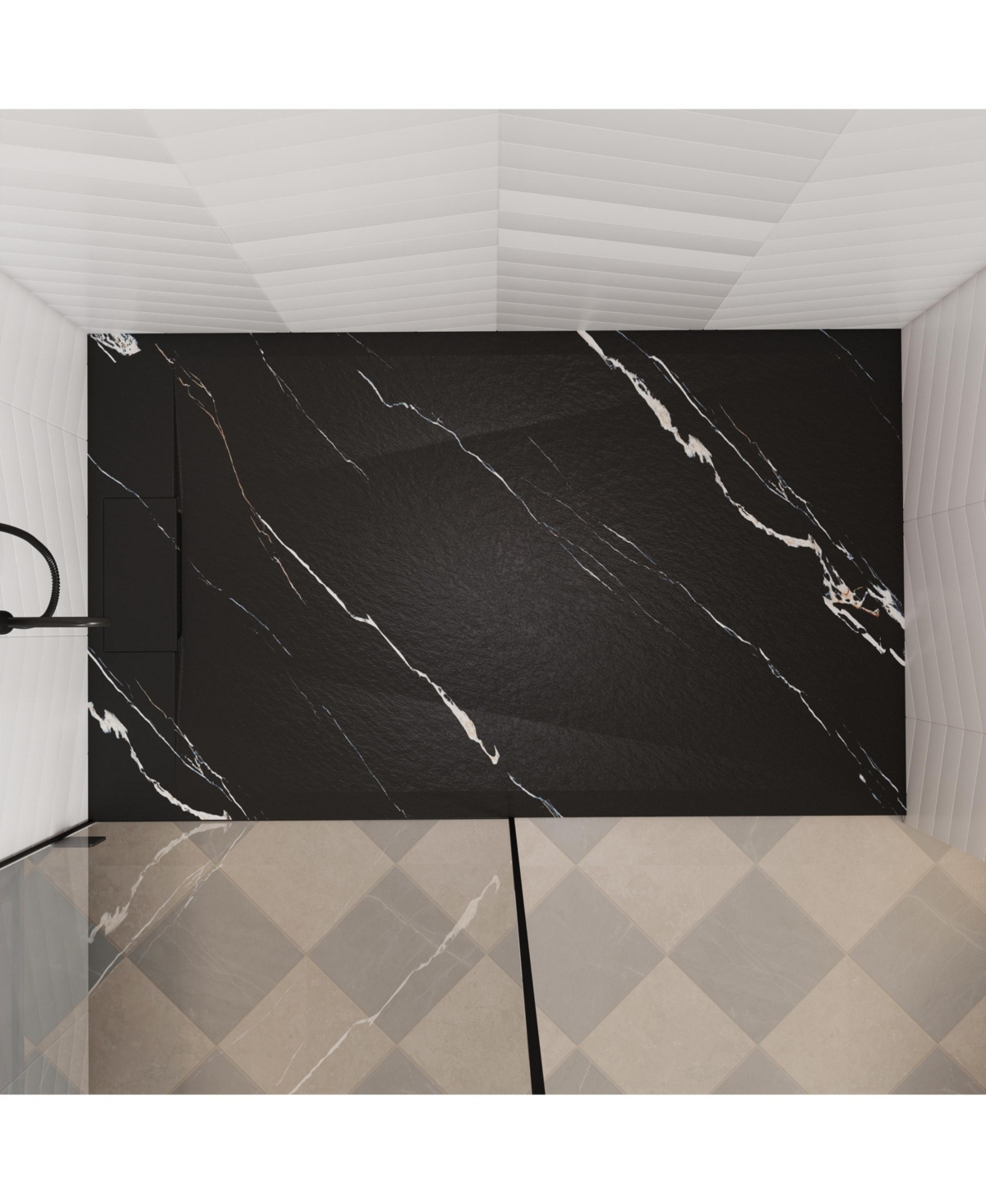 Casainc Low-Profile Smc Shower Base with Reversible Drain, Drain Cover, Non-Slip