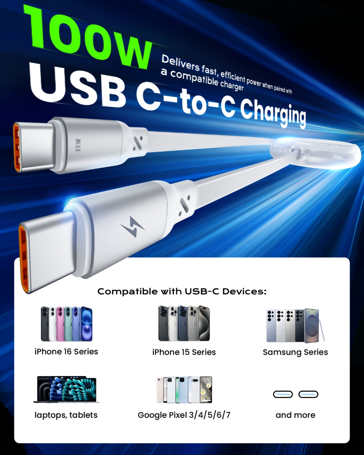 iOttie Basix by 100W Retractable Usb-c Cable (2 packs