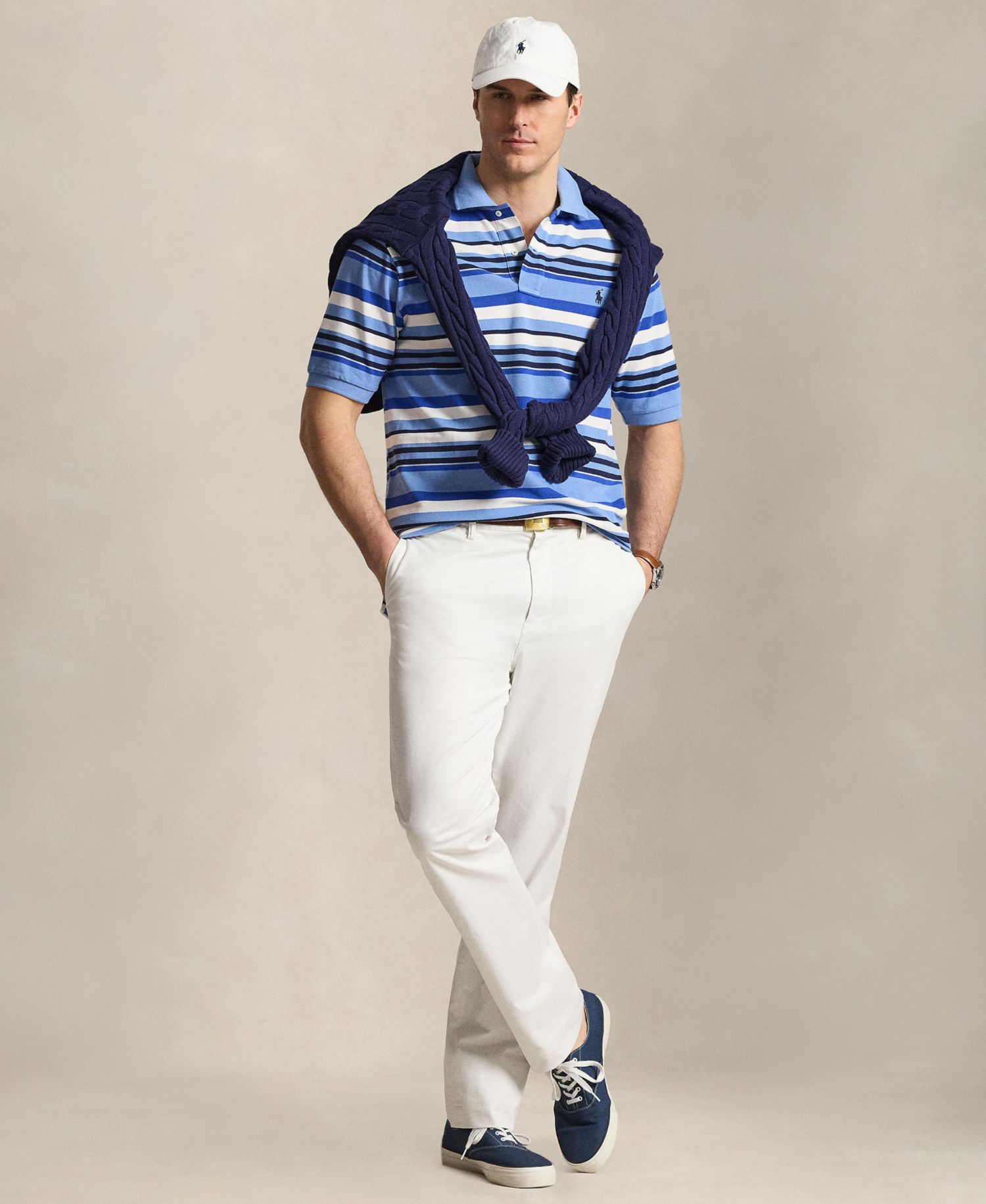 Men's Big & Tall Classic-Fit Striped Mesh Polo Shirt