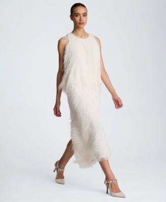 Women's Fringed Knit Pull-On Midi Skirt