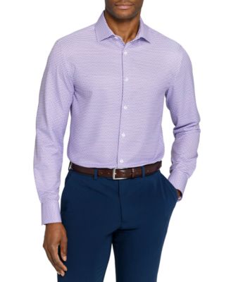 Men's Spread Collar Slim-Fit Performance Stretch Comfort Dress Shirt