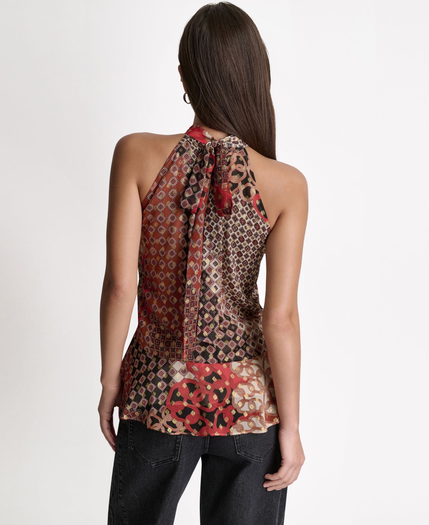 Women's Printed Ruffle Halter Neck Top