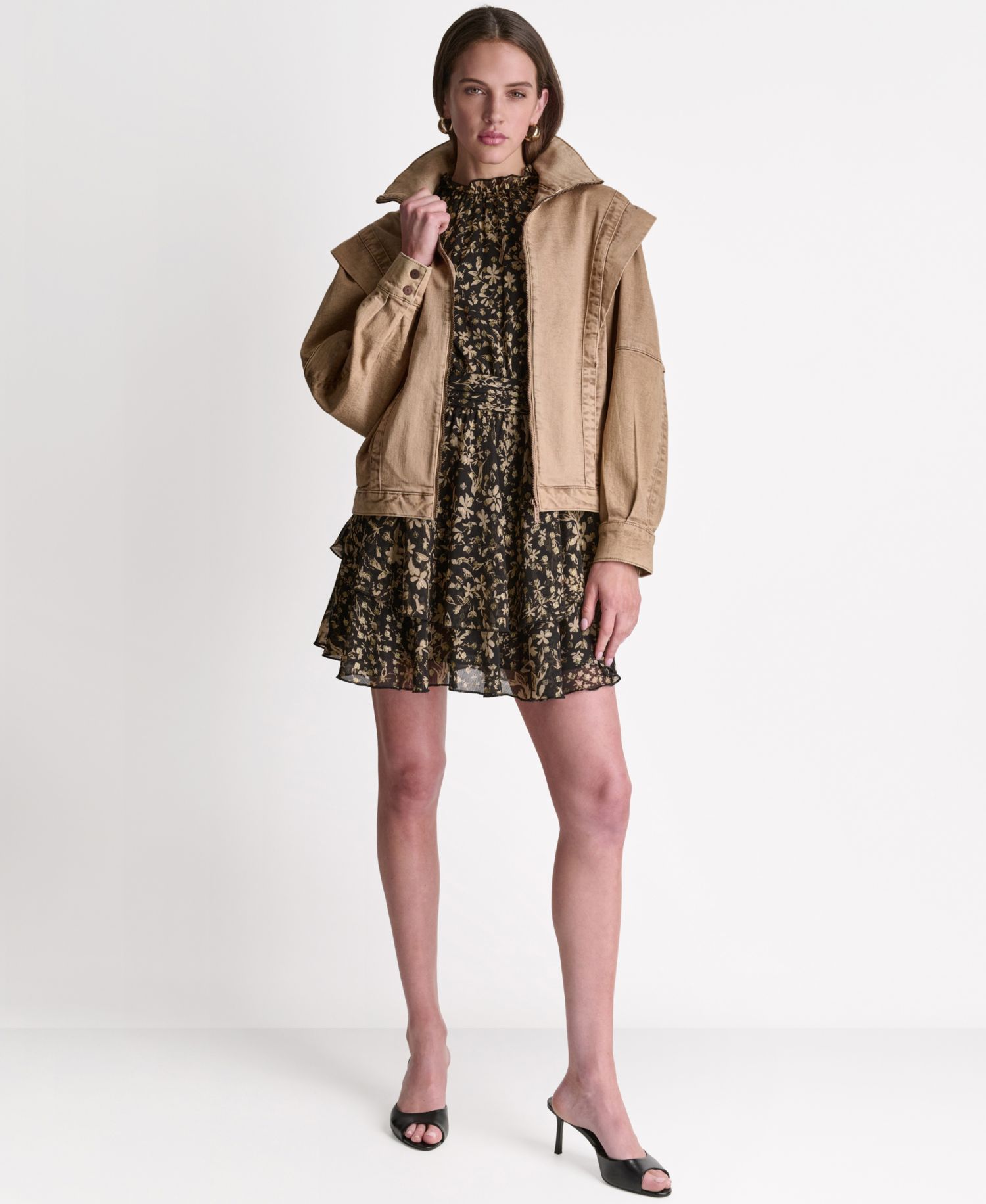 Women's Acid Wash Collared Oversize Jacket