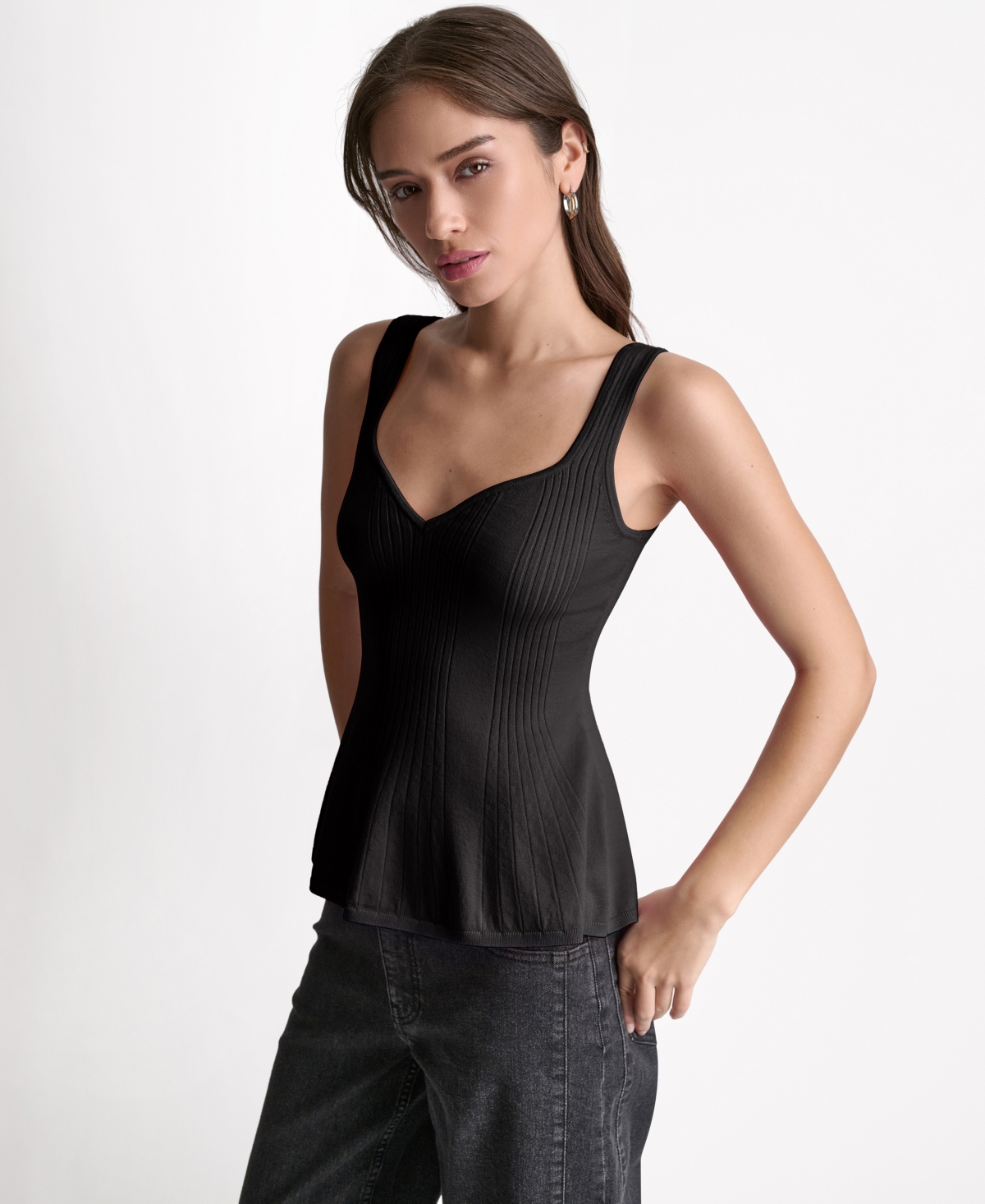 Bcbg Women's Peplum Rib Sleeveless Tank Top