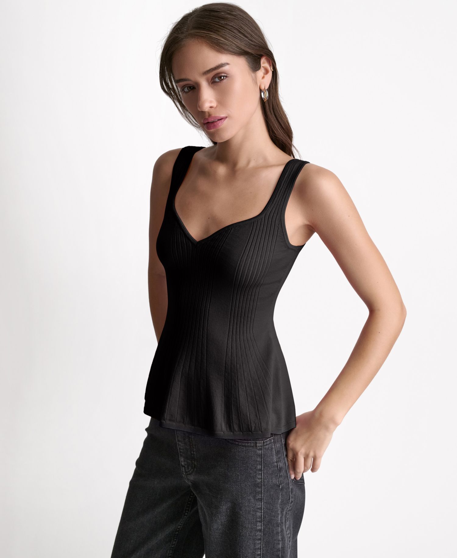 Women's Peplum Rib Sleeveless Tank Top