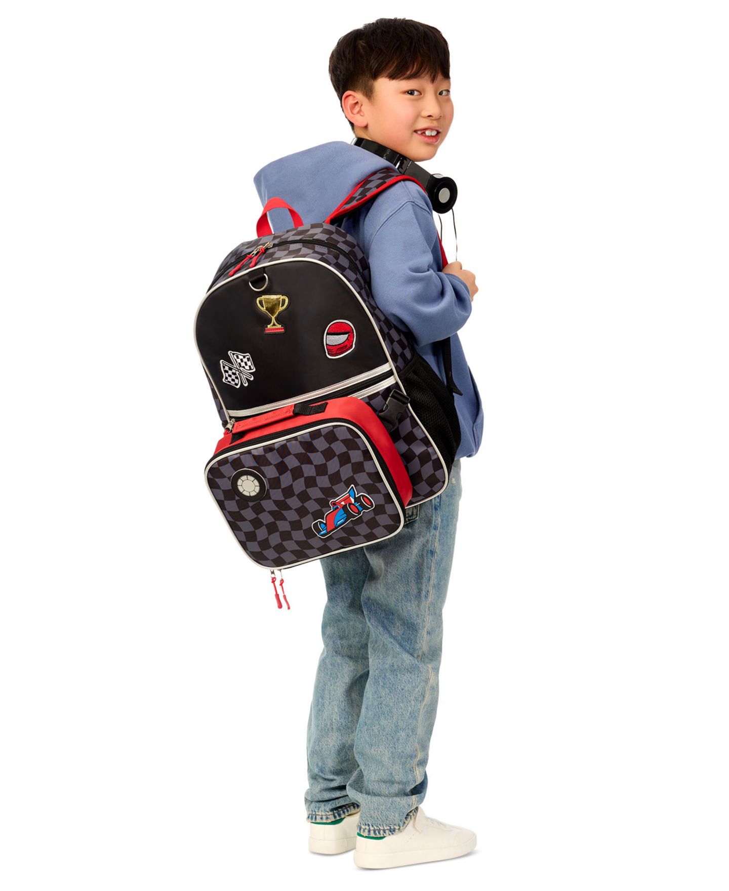 Сумки Extreme Nation Checkered Board Graphic Backpack, Lunch Bag and Headphone, 3-Piece Set для мальчиков, цвет: Чёрный / Серый — фото 11