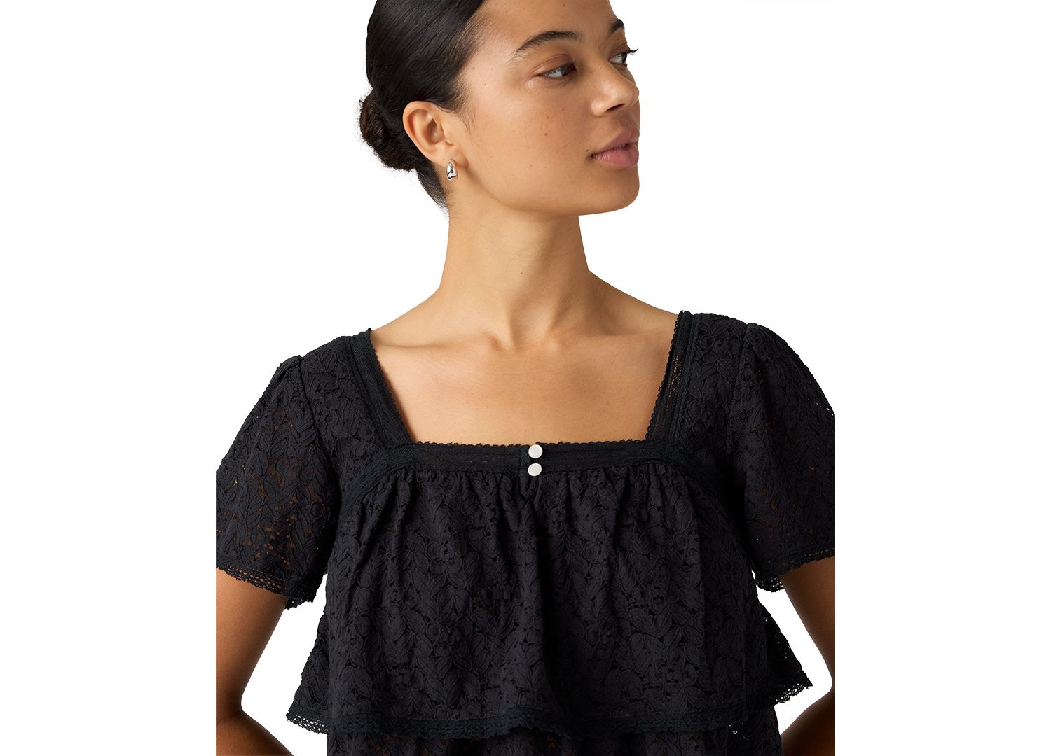 Premium Women's Cotton-Blend Short-Sleeve Lace Top