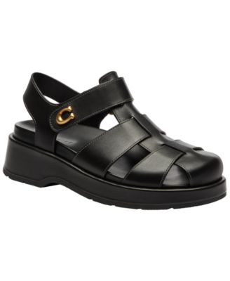 COACH ブラック ポインテッドトゥ シューズ 36 COACH Women's Sculpted C Fisherman Round Toe Sandals - Macy's