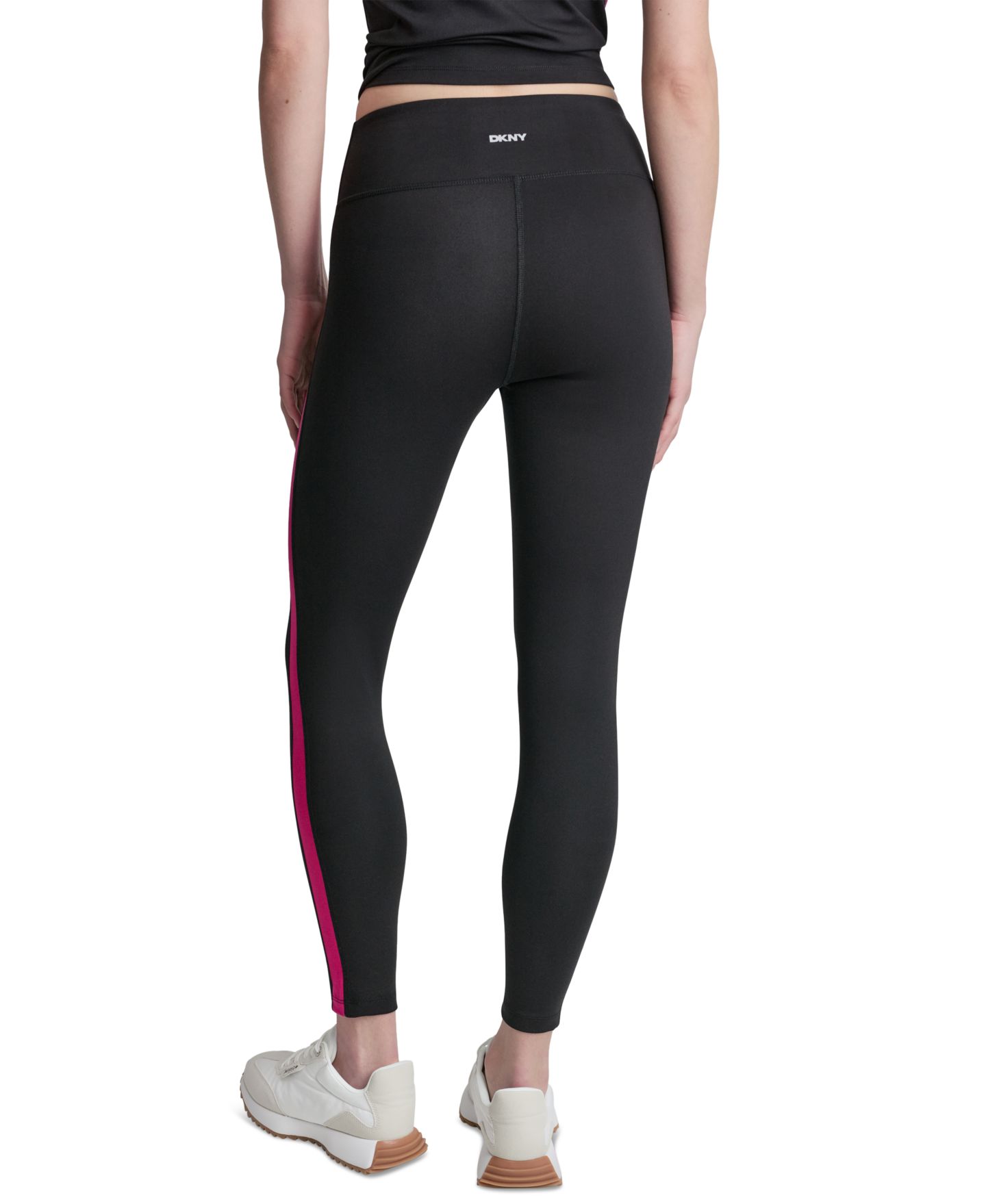 Женские леггинсы DKNY Sport Side Stripe, цвет: Чёрный / Розовый — фото 3