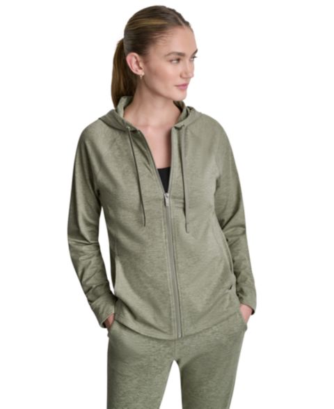 Женское худи DKNY Sport DKNY Full-Zip Long-Sleeve, цвет: Bay Leaf Spacedye